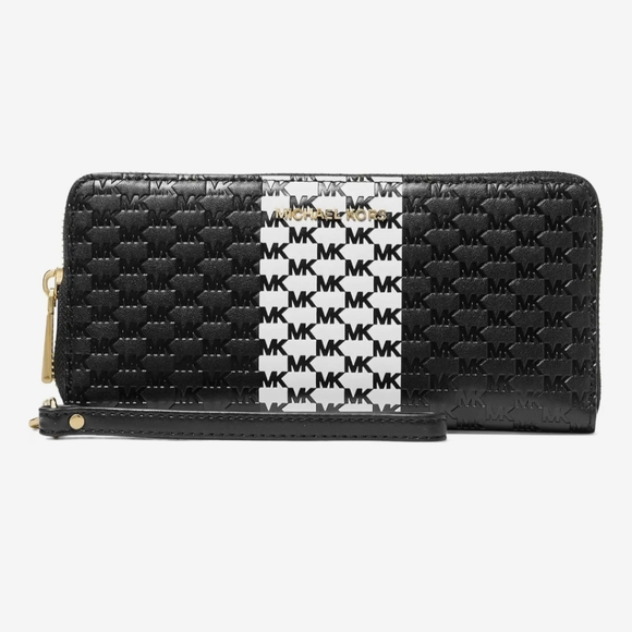 NWT Michael Kors womens jet set Continental black full zip wallet - Picture 1 of 10